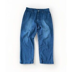 Ann Taylor Ankle Straight Wide Leg Jeans Size 10 Patch Pockets